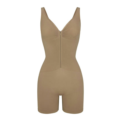 Zip Front Mid Thigh Bodysuit