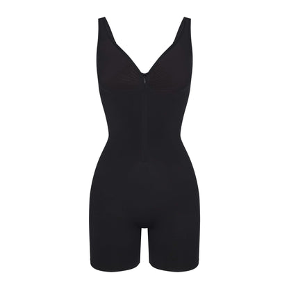 Zip Front Mid Thigh Bodysuit