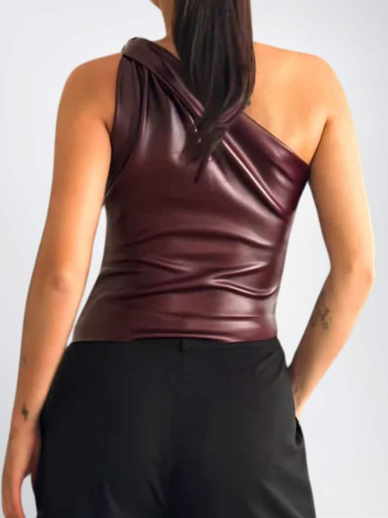 Twisted Asymetrical Leather Crop Top